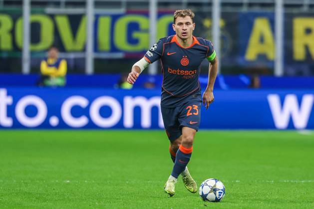 Nicolo Barella of FC Internazionale seen in action during UEFA Champions League 2025 26 League Phase - Matchday 4 football match between FC Internazionale and FC Kairat Almaty at San Siro Stadium in Milan Italy on 05 November 2025. Milan Stadio Giuseppe Meazza Milan Italy Copyright: xEPhotopressx SP24-1283-114