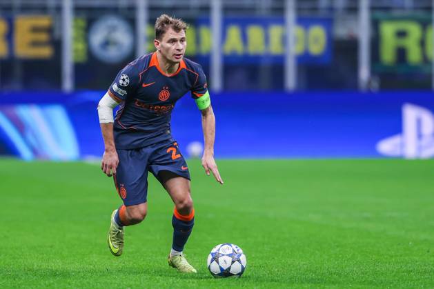 Nicolo Barella of FC Internazionale seen in action during UEFA Champions League 2025 26 League Phase - Matchday 4 football match between FC Internazionale and FC Kairat Almaty at San Siro Stadium in Milan Italy on 05 November 2025. Milan Stadio Giuseppe Meazza Milan Italy Copyright: xEPhotopressx SP24-1283-128