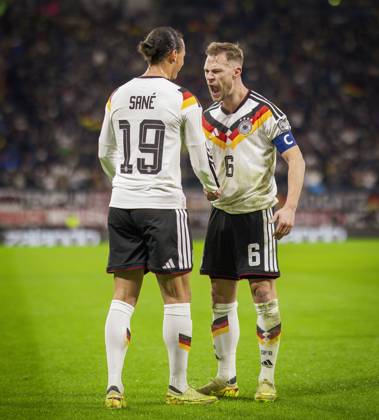 Leipzig, Germany. 17th Nov 2025. Torjubel: Leroy Sane (DFB) Joshua Kimmich (DFB) Germany - Slovakia Deutschland - Slowakei 17.11.2025