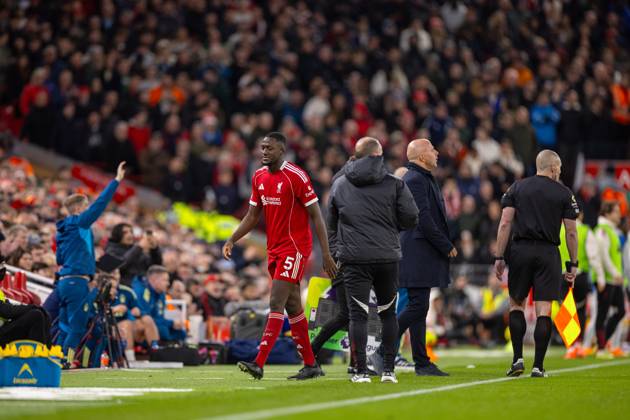 Football - FA Premier League - Liverpool FC v Nottingham Forest FC LIVERPOOL, ENGLAND - Saturday, November 22, 2025: Liverpool s Ibrahim Konatà is substituted off during the FA Premier League match between Liverpool FC and Nottingham Forest FC at Anfield. (Photo by David Rawcliffe Propaganda) LIVERPOOL Anfield MERSEYSIDE ENGLAND Copyright: xDavidxRawcliffex P2025-11-22-Liverpool_Nottingham_Forest-56