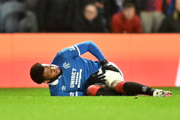 Rangers v S.C. Braga UEFA Europa League Youssef Chermiti of Rangers down on the floor during the UEFA Europa League match at Ibrox Stadium, Glasgow UK Newspapers OUT Copyright: xJamiexJohnstonx FIL-22559-0201