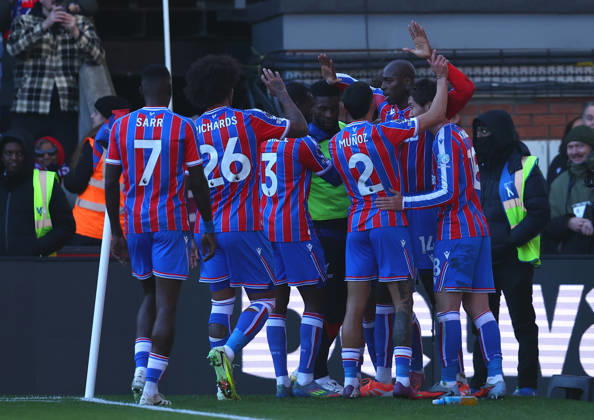 London, England, 30th November 2025. Jean-Philippe Mateta of Crystal Palace celebrates after scoring to make it 1-0 during the Crystal Palace vs Manchester United, ManU Premier League match at Selhurst Park, London. Picture credit should read: Paul Terry Sportimage EDITORIAL USE ONLY. No use with unauthorised audio, video, data, fixture lists, club league logos or live services. Online in-match use limited to 120 images, no video emulation. No use in betting, games or single club league player publications. SPI_029_PT_Crystal_Palace_Man_Utd SPI-4335-0029