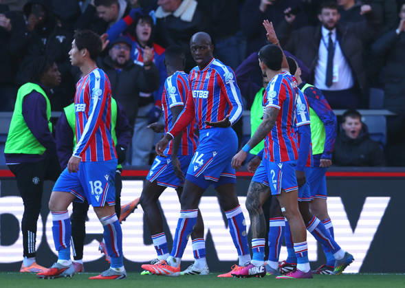 London, England, 30th November 2025. Jean-Philippe Mateta of Crystal Palace celebrates after scoring to make it 1-0 during the Crystal Palace vs Manchester United, ManU Premier League match at Selhurst Park, London. Picture credit should read: Paul Terry Sportimage EDITORIAL USE ONLY. No use with unauthorised audio, video, data, fixture lists, club league logos or live services. Online in-match use limited to 120 images, no video emulation. No use in betting, games or single club league player publications. SPI_031_PT_Crystal_Palace_Man_Utd SPI-4335-0031
