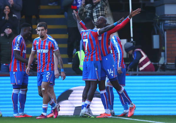 London, England, 30th November 2025. Jean-Philippe Mateta of Crystal Palace celebrates after scoring to make it 1-0 during the Crystal Palace vs Manchester United, ManU Premier League match at Selhurst Park, London. Picture credit should read: Paul Terry Sportimage EDITORIAL USE ONLY. No use with unauthorised audio, video, data, fixture lists, club league logos or live services. Online in-match use limited to 120 images, no video emulation. No use in betting, games or single club league player publications. SPI_034_PT_Crystal_Palace_Man_Utd SPI-4335-0034