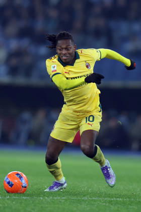 Football: Coppa Italia 2025-2026 round of 16 SS Lazio vs AC Milan Rome, Italy - December 4, 2025: Rafael Leao of Milan seen in action during the Coppa Italia 2025-2026 round of 16 - football match between SS Lazio vs AC Milan at Olympic Stadium. rome olympic stadium italy italy Copyright: xmarcoxiacobucci