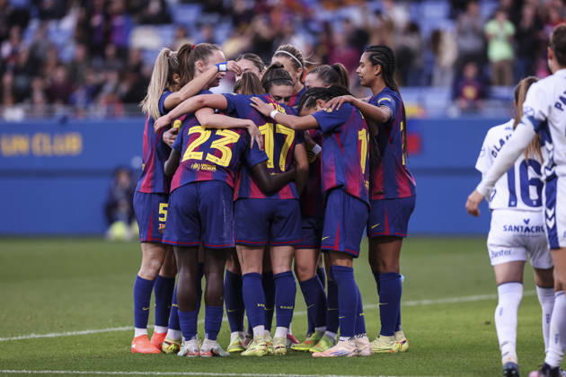 December 6, 2025, Sant Joan Despi, Barcelona, Spain: Ewa Barbara Pajor of FC Barcelona, Barca celebrates a goal with teammates during the Spanish Women league, Liga F, football match played between FC Barcelona and Costa Adeje Tenerife at Johan Cruyff Stadium on December 06, 2025 in Sant Joan Despi, Barcelona. Sant Joan Despi Spain - ZUMAa181 20251206_zaa_a181_201 Copyright: xJavierxBorregox