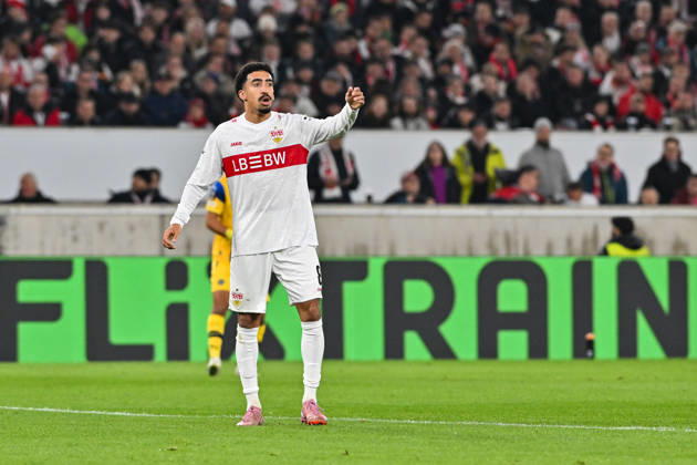 Europa League; VfB Stuttgart - Maccabi Tel Aviv; 11.12.2025 STUTTGART, GERMANY - 11. DECEMBER: im Bild Tiago TOMAS (VfB Stuttgart 8) Einzelfoto Freisteller während dem Match zwischen dem VfB Stuttgart und Maccabi Tel Aviv am 6. Spieltag der UEFA Europa League Ligaphase in der MHP Arena