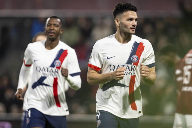 FOOTBALL: Ligue 1 FC Metz vs Paris Saint Germanin (PSG) - 13 12 2025 Stade Saint-Symphorien. Metz - France Joie des joueurs de l equipe de Paris Saint Germain (PSG) apres le but de Goncalo Ramos 9 (PSG) Copyright: xelyxandroxcegarrax