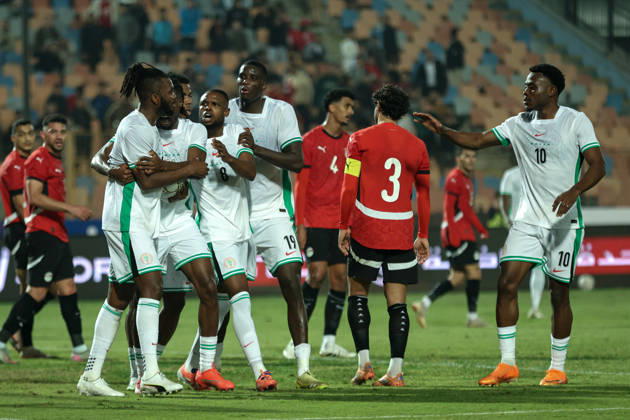 Egypt v Nigeria - International Friendly, Länderspiel, Nationalmannschaft In Cairo, Egypt, on December 16, 2025, Nigeria s players celebrate scoring their first goal with teammates. cairo Egypt Copyright: xAbeerxAhmedx originalFilename:hamed-notitle251217_npsES