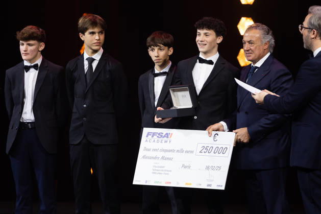 FFSA - LES TROPHEES DU AUTOMOBILE 2025 MUNOZ Alexandre, Vainqueur du Championnat de France F4 FIA, ALESI Jean, Prix Special FFSA, Kennol Grand Prix de France Historique, portrait during Les Trophà es du Sport Automobile 2025 at Salle Pleyel, on December 18, 2025 in Paris, France - ParisFrance Copyright: xJULIENxDELFOSSEx
