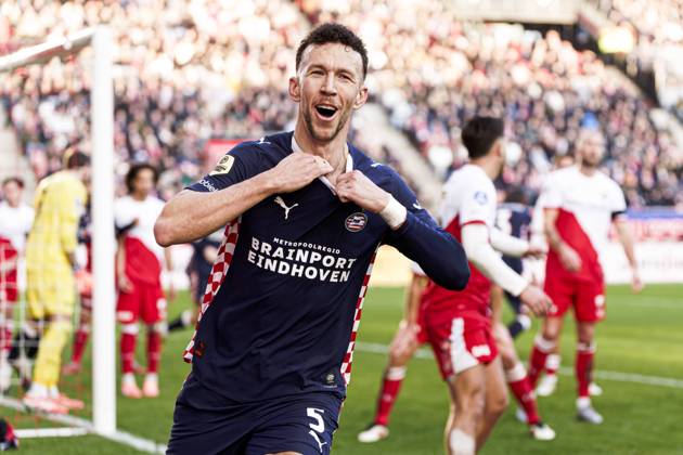 Ivan Perisic of PSV Eindhoven celebrates after scoring his teams second goal FC Utrecht v PSV Eindhoven, Eredivisie, FC Utrecht v PSV, Stadion Galgenwaard, December 21, 2025, Utrecht, Netherlands.