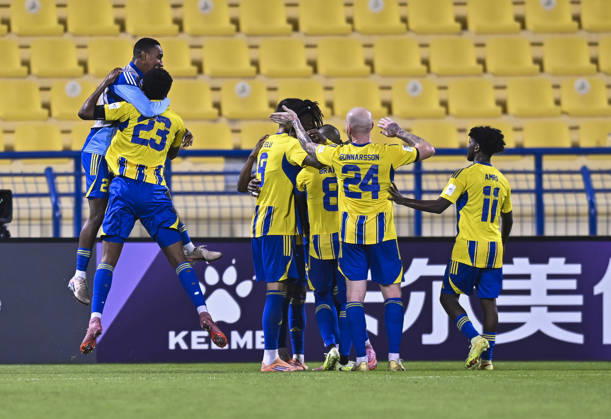 AFC CHAMPIONS LEAGUE ELITE, AL GHARAFA SC V AL WAHDA FC Players of Al Gharafa SC celebrates after scoring a goal during the AFC Champions League elite west football match between Qatar s Al Gharafa SC and United Arab Emirates Al Wahda FC at Thani Bin Jassim Stadium in Doha, Qatar on December 22, 2025. DOHA Qatar Copyright: xNOUSHADxTHEKKAYILx