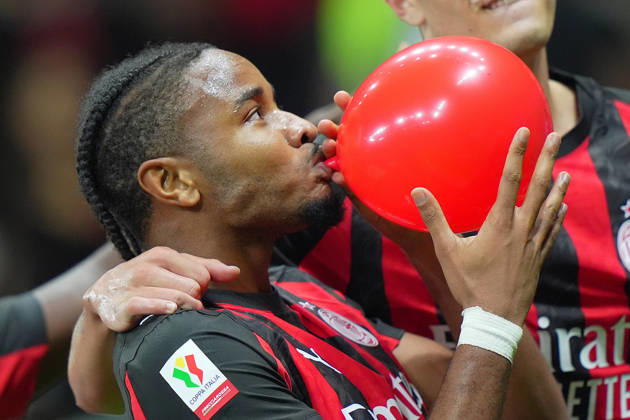 AC Milan s Christopher Nkunku celebrates after scoring 2-0 during the round of 32 Frecciarossa Italian Cup 2025 2026 soccer match between Milan and Lecce at San Siro Stadium in Milan , North Italy , Tuesday , September 23 , 2025 . - Soccer Copyright: xSpada LaPressex