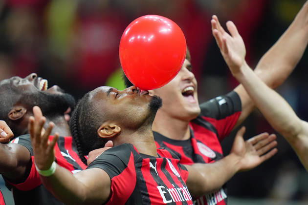 AC Milan s Christopher Nkunku celebrates after scoring 2-0 during the round of 32 Frecciarossa Italian Cup 2025 2026 soccer match between Milan and Lecce at San Siro Stadium in Milan , North Italy , Tuesday , September 23 , 2025 . - Soccer Copyright: xSpada LaPressex