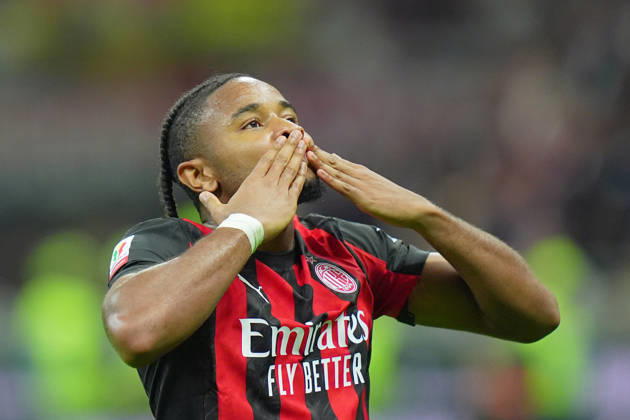 AC Milan s Christopher Nkunku celebrates after scoring 2-0 during the round of 32 Frecciarossa Italian Cup 2025 2026 soccer match between Milan and Lecce at San Siro Stadium in Milan , North Italy , Tuesday , September 23 , 2025 . - Soccer Copyright: xSpada LaPressex