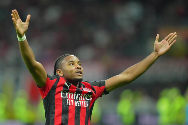 AC Milan s Christopher Nkunku celebrates after scoring 2-0 during the round of 32 Frecciarossa Italian Cup 2025 2026 soccer match between Milan and Lecce at San Siro Stadium in Milan , North Italy , Tuesday , September 23 , 2025 . - Soccer Copyright: xSpada LaPressex