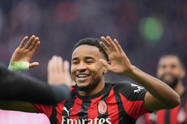 AC Milan s Christopher Nkunku celebrates after scoring 3-0 during the Serie A soccer match between Milan and Hellas Verona at the San Siro Stadium in Milan , north Italy - Sunday , December 28 , 2025. - Soccer . Copyright: xSpada LaPressex