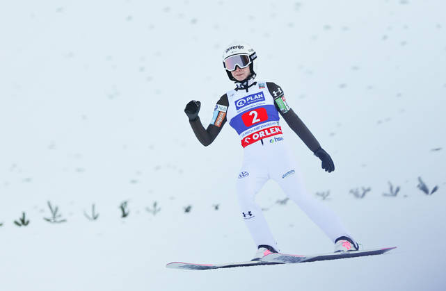 Ski jumping, Skispringen, Ski, nordisch - FIS WC Garmisch Partenkirchen GARMISCH-PARTENKIRCHEN,GERMANY,31.DEC.25 - NORDIC SKIING, SKI JUMPING - FIS World Cup, 2-Nights-Tour, large hill, ladies. Image shows the rejoicing of Nika Prevc (SLO).  GEPAxpictures xThomasxBachun