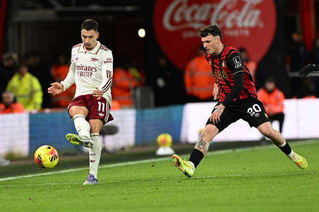 Bournemouth v Arsenal Premier League Gabriel Martinelli of Arsenal and Alex Jiminez of Bournemouth during the Premier League match at the Vitality Stadium, Bournemouth 03 01 2026 UK Newspapers OUT Copyright: xJeremyxLandeyx FIL-22741-0044