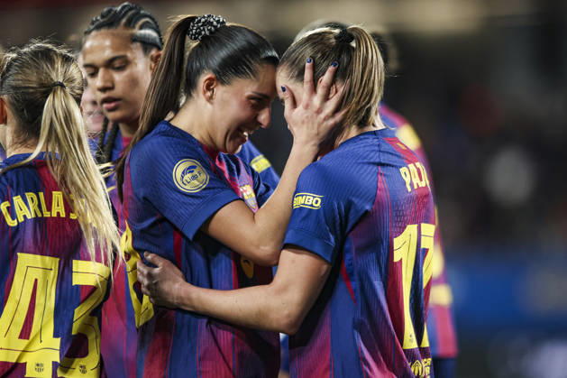 FC Barcelona, Barca Femeni V Madrid CFF - Liga F Moeve Ewa Pajor of FC Barcelona celebrates after scoring a goal with Kika Nazareth of FC Barcelona during the Liga F Moeve match between FC Barcelona Femeni and Madrid CFF at Estadi Johan Cruyff in Barcelona, Spain, on January 10, 2026. Barcelona Spain Copyright: xGongorax originalFilename:bonilla-fcbarcel260110_np4Tm