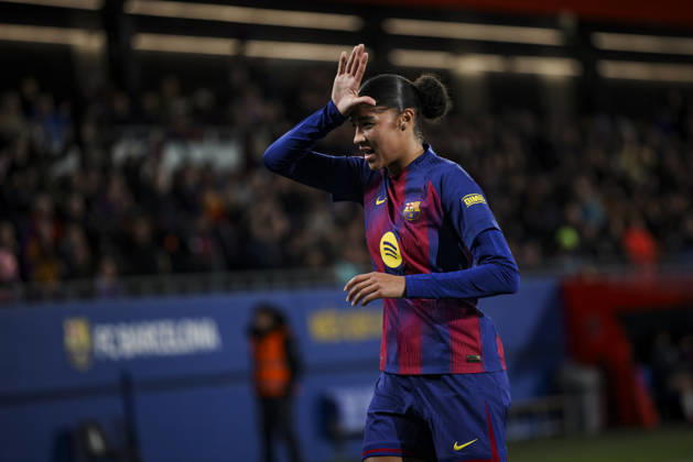 FC Barcelona, Barca Femeni V Madrid CFF - Liga F Moeve Sydney Schertenleib of FC Barcelona celebrates after scoring a goal during the Liga F Moeve match between FC Barcelona Femeni and Madrid CFF at Estadi Johan Cruyff in Barcelona, Spain, on January 10, 2026. Barcelona Spain Copyright: xGongorax originalFilename:bonilla-fcbarcel260110_npbM8
