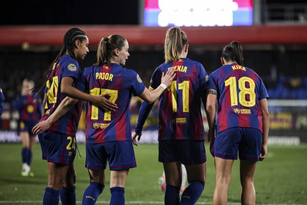 FC Barcelona, Barca Femeni V Madrid CFF - Liga F Moeve Alexia Putellas of FC Barcelona celebrates after scoring a goal with her teammates during the Liga F Moeve match between FC Barcelona Femeni and Madrid CFF at Estadi Johan Cruyff in Barcelona, Spain, on January 10, 2026. Barcelona Spain Copyright: xGongorax originalFilename:bonilla-fcbarcel260110_npJd2