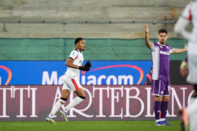 AC Milan s Christopher Nkunku celebrates after scoring the 1-1 goal for his team during the Serie A soccer match between Fiorentina and Milan at the Artemio Franchi Stadium in Florence, north Italy - Sunday, January 11, 2026 - Copyright: xMassimoxPaolone LaPressex