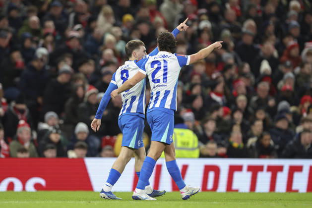 Manchester United, ManU v Brighton & Hove Albion, Emirates FA Cup Brighton & Hove Albion midfielder Brajan Gruda (8) scores a GOAL 0-1 and celebrates during the Manchester United v Brighton & Hove Albion Emirates FA Cup Third Round match at Old Trafford, Manchester, England on 11 January 2026 Credit: Phil Duncan Every Second Media Editorial use only. All images are copyright Every Second Media Limited. No images may be reproduced without prior permission. All rights reserved. Premier League and Football League images are subject to licensing agreements with Football DataCo Limited. see https: www.football-dataco.com Copyright: xIMAGO EveryxSecondxMediax ESM-1750-0036 PhilxDuncanx xEveryxSecondxMediax