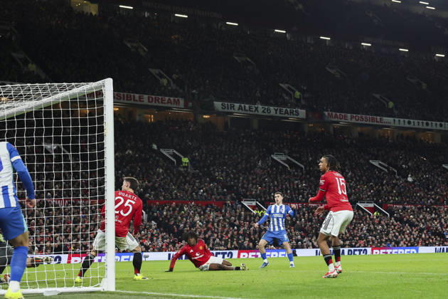 Manchester United, ManU v Brighton & Hove Albion, Emirates FA Cup Brighton & Hove Albion midfielder Brajan Gruda (8) scores a GOAL 0-1 during the Manchester United v Brighton & Hove Albion Emirates FA Cup Third Round match at Old Trafford, Manchester, England on 11 January 2026 Credit: Phil Duncan Every Second Media Editorial use only. All images are copyright Every Second Media Limited. No images may be reproduced without prior permission. All rights reserved. Premier League and Football League images are subject to licensing agreements with Football DataCo Limited. see https: www.football-dataco.com Copyright: xIMAGO EveryxSecondxMediax ESM-1750-0038 PhilxDuncanx xEveryxSecondxMediax
