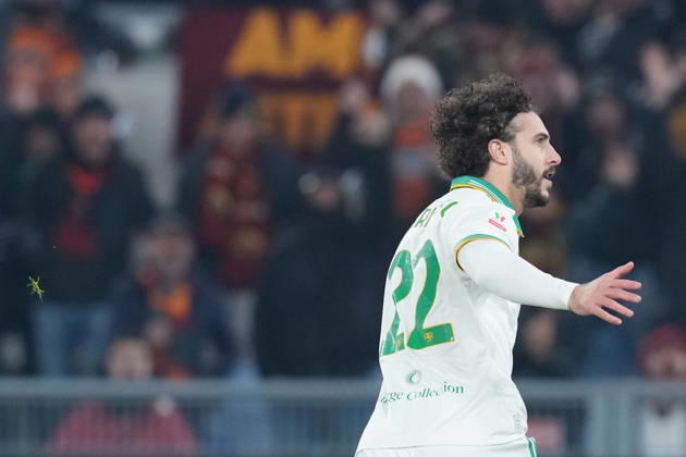 Roma™s Mario Hermoso celebrates after scoring during the Frecciarossa Italian Cup 2025 2026 soccer match between Roma and Torino at the Rome s Olympic stadium, Italy - Tuesday January 13, 2025 - Soccer ( Photo by Alfredo Falcone LaPresse ) Copyright: xAlfredoxFalcone LaPressex