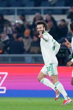 RomaÕs Mario Hermoso celebrates after scoring during the Frecciarossa Italian Cup 2025 2026 soccer match between Roma and Torino at the Rome s Olympic stadium, Italy - Tuesday January 13, 2025 - Soccer ( Photo by Alfredo Falcone LaPresse ) Copyright: xAlfredoxFalcone LaPressex