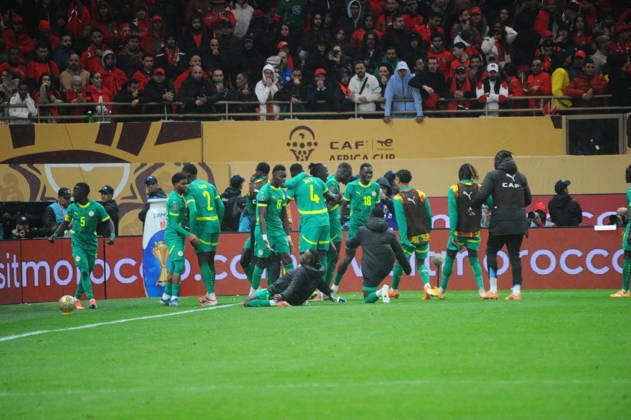 RABAT, MOROCCO - JANUARY 18: Senegal celebrate during the Africa Cup of Nations (AFCON) Final match between Senegal and Morocco in Rabat on January 18th in Rabat, Morocco. Photo by Segun Ogunfeyitimi Copyright: xshengolpixsx