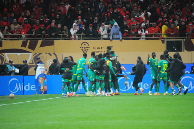 RABAT, MOROCCO - JANUARY 18: Senegal celebrate during the Africa Cup of Nations (AFCON) Final match between Senegal and Morocco in Rabat on January 18th in Rabat, Morocco. Photo by Segun Ogunfeyitimi Copyright: xshengolpixsx