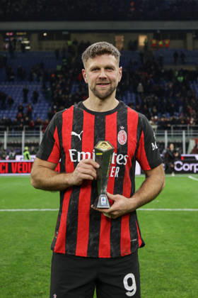AC Milan™s Niclas Fullkrug panini MVP during the Serie A soccer match between A.C Milan. and Lecce at the San Siro Stadium in Milan, Italy - Sunday, January 18, 2026. - Soccer .  Copyright: xStefanoxNicoli LaPressex