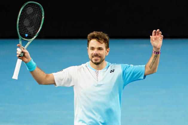 January 22, 2026: STAN WAWRINKA of Switzerland celebrates after defeating ARTHUR GEA of France on KIA Arena in a Men s Singles 2nd round match on day 5 of the 2026 Australian Open in Melbourne, Australia. WAWRINKA won 46 63 36 75 76. Cal Media Melbourne Australia - ZUMAc04_ 20260122_faf_c04_033 Copyright: xSydneyxLowx