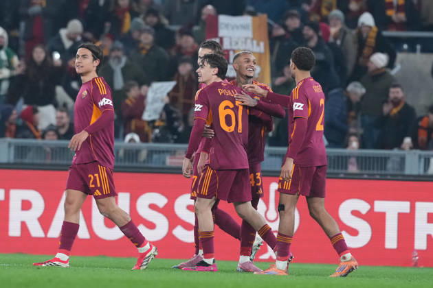 Roma™s Niccolo Pisilli celebrates after scoring during the Uefa Europa League soccer match between Roma and VFB Stuttgart at the Olympic Stadium in Rome, Italy - Thursday, January 22, 2026. - Soccer .  Copyright: xAlfredoxFalcone LaPressex