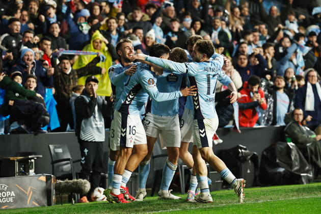 Celta team group, Mannschaftsbild, Totale (Celta), JANUARY 22, 2026 - Football Soccer : Celta team players celebrate after Starfelt s goal during UEFA Europa League league phase match day 7 between RC Celta de Vigo - Lille OSC at the Estadio Balaidos in Vigo, Spain. Noxthirdxpartyxsales aflo_317156322