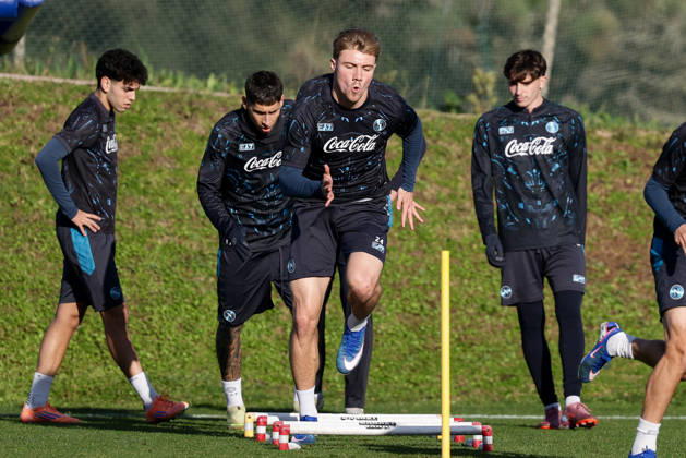 Napoli™s Rasmus Hojlund During training at the SSC Napoli sports center, Champions League Napoli - Chelsea Castel Volturno (CE) on January 27, 2026 Copyright: xAlessandroxGarofalo LaPressex