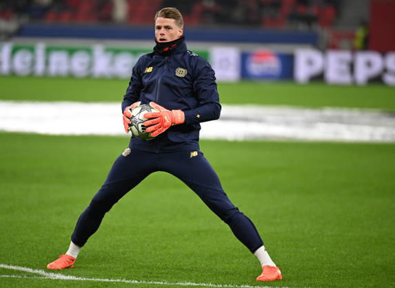 28.01.2025, xophax, Fussball , UEFA Champions League , 2025 2026 , Bayer Leverkusen gegen FC Villarreal. Jonas Omlin (Bayer 04 Leverkusen ) Leverkusen