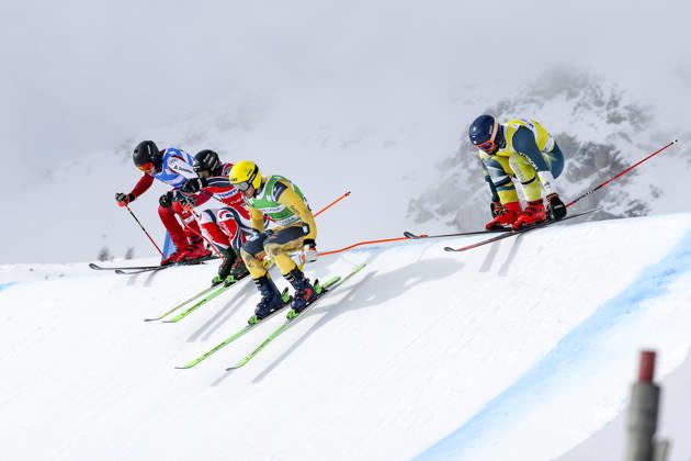 SKI CROSS - FIS SX WC Val di Fassa VAL DI FASSA,ITALY,29.JAN.26 - SKI CROSS - FIS World Cup, ladies, men, qualification. Image shows Nicolas Lussnig (AUT), Melvin Tchiknavorian (FRA), Niklas Bachsleitner (GER) and Liam Michael (AUS).  GEPAxpictures xMaticxKlansek