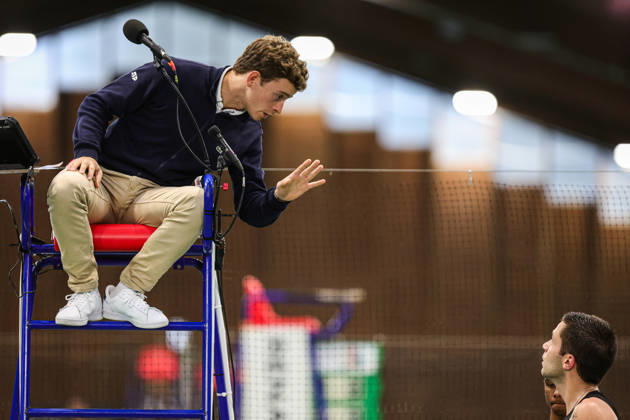 Indoor Oeiras Open 2 - Jaime Faria VS Alexis Galarneau Alexis Galernau of Canada competes against Jaime Faria of Portugal during the second round of the Indoor Oeiras Open 2026 - Challenger Tour Tennis at Clube de Tenis do Jamor in Oeiras, Portugal, on January 30, 2026. Lisbon Lisboa Portugal Copyright: xMiguelxReisx originalFilename:reis-notitle260130_npANl