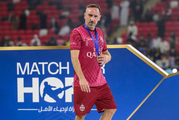 MATCH FOR HOPE QATAR 2026 CHARITY SOCCER MATCH Franck Ribery of Team Aboflah reacts after Match for Hope charity soccer match between Team Chunkz and Team Abu flah at Ahmad Bin Ali Stadium in Al Rayyan, Qatar, on January 30, 2026. DOHA Qatar Copyright: xNOUSHADx