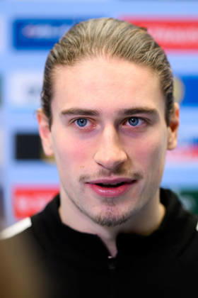Herning: Handball EM 2026 - Media Day - Deutschland Juri Knorr (Deutschland) Herning Jyske Bank Boxen Daenemark