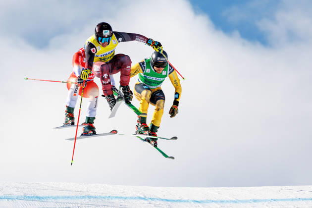 SKI CROSS - FIS SX WC Val di Fassa VAL DI FASSA,ITALY,31.JAN.26 - SKI CROSS - FIS World Cup, ladies, men. Image shows Kevin Drury (CAN) and Tim Hronek (GER).  GEPAxpictures xMaticxKlansek
