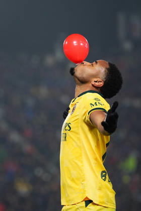 AC Milan s Christopher Nkunku celebrates after scoring the 0-2 goal for his team during the Serie A soccer match between Bologna and Milan at the Renato DallÕAra Stadium in Bologna, north Italy - Tuesday, February 3, 2026 - Copyright: xMassimoxPaolone LaPressex