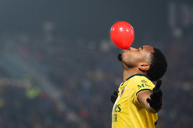 AC Milan s Christopher Nkunku celebrates after scoring the 0-2 goal for his team during the Serie A soccer match between Bologna and Milan at the Renato DallÕAra Stadium in Bologna, north Italy - Tuesday, February 3, 2026 - Copyright: xMassimoxPaolone LaPressex