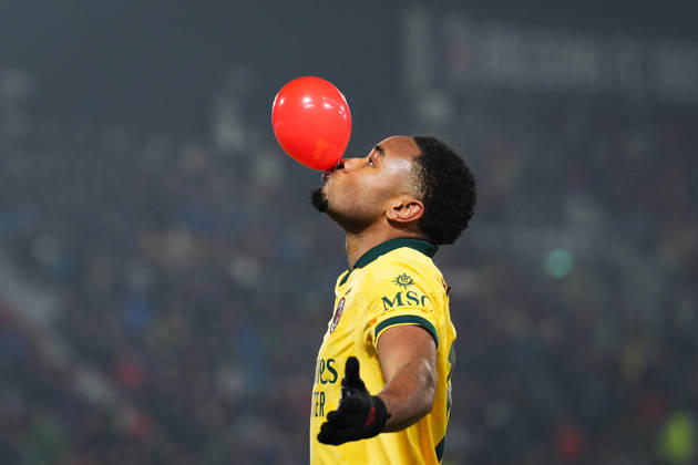AC Milan s Christopher Nkunku celebrates after scoring the 0-2 goal for his team during the Serie A soccer match between Bologna and Milan at the Renato DallÕAra Stadium in Bologna, north Italy - Tuesday, February 3, 2026 - Copyright: xMassimoxPaolone LaPressex