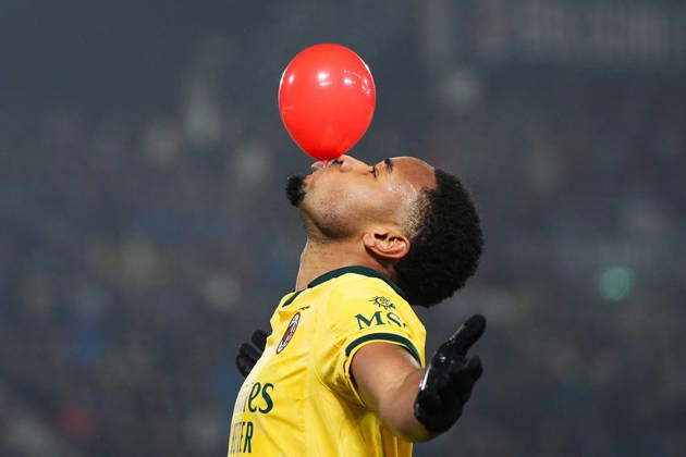 AC Milan s Christopher Nkunku celebrates after scoring the 0-2 goal for his team during the Serie A soccer match between Bologna and Milan at the Renato DallÕAra Stadium in Bologna, north Italy - Tuesday, February 3, 2026 - Copyright: xMassimoxPaolone LaPressex