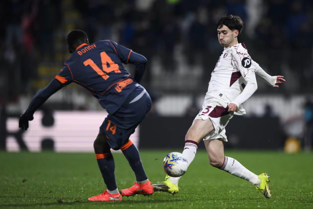 FC Internazionale v Torino FC - Coppa Italia Rafel Obrador of Torino FC is challenged by Ange-Yoan Bonny of FC Internazionale during the Coppa Italia quarter final football match between FC Internazionale and Torino FC. Monza Italy Copyright: xNicolòxCampox