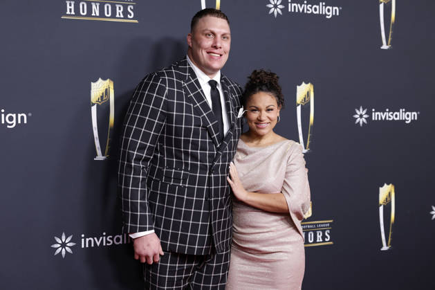 RECORD DATE NOT STATED Garett Bolles and Natalie Bolles arrive on the red carpet at the 2026 NFL, American Football Herren, USA Honors presented by Invisalign in the days leading up to Super Bowl LX in San Francisco on Thursday, February 5, 2026. The New England Patriots will play the Seattle Seahawks in Super Bowl LX at Levi s Stadium in Santa Clara on Sunday, February 8, 2026.  SBP20260205343 JOHNxANGELILLO